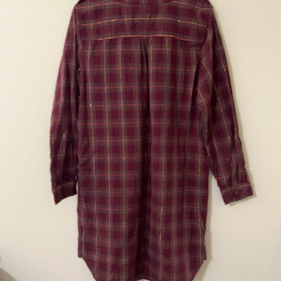 NWT- Two by Vince Camuto Plaid Long Sleeve Button-Up Shirt Dress - Picture 4 of 10